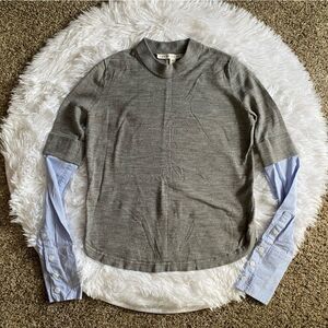 Veronica Beard Mixed Media Top Merino Wool Womens Size XS FLAWED